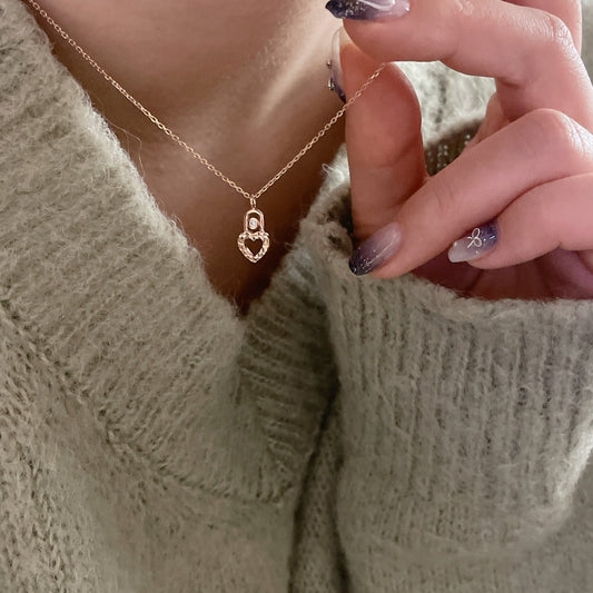 Heart Lock Necklace with Diamond