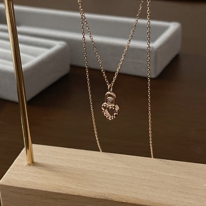 Heart Lock Necklace with Diamond