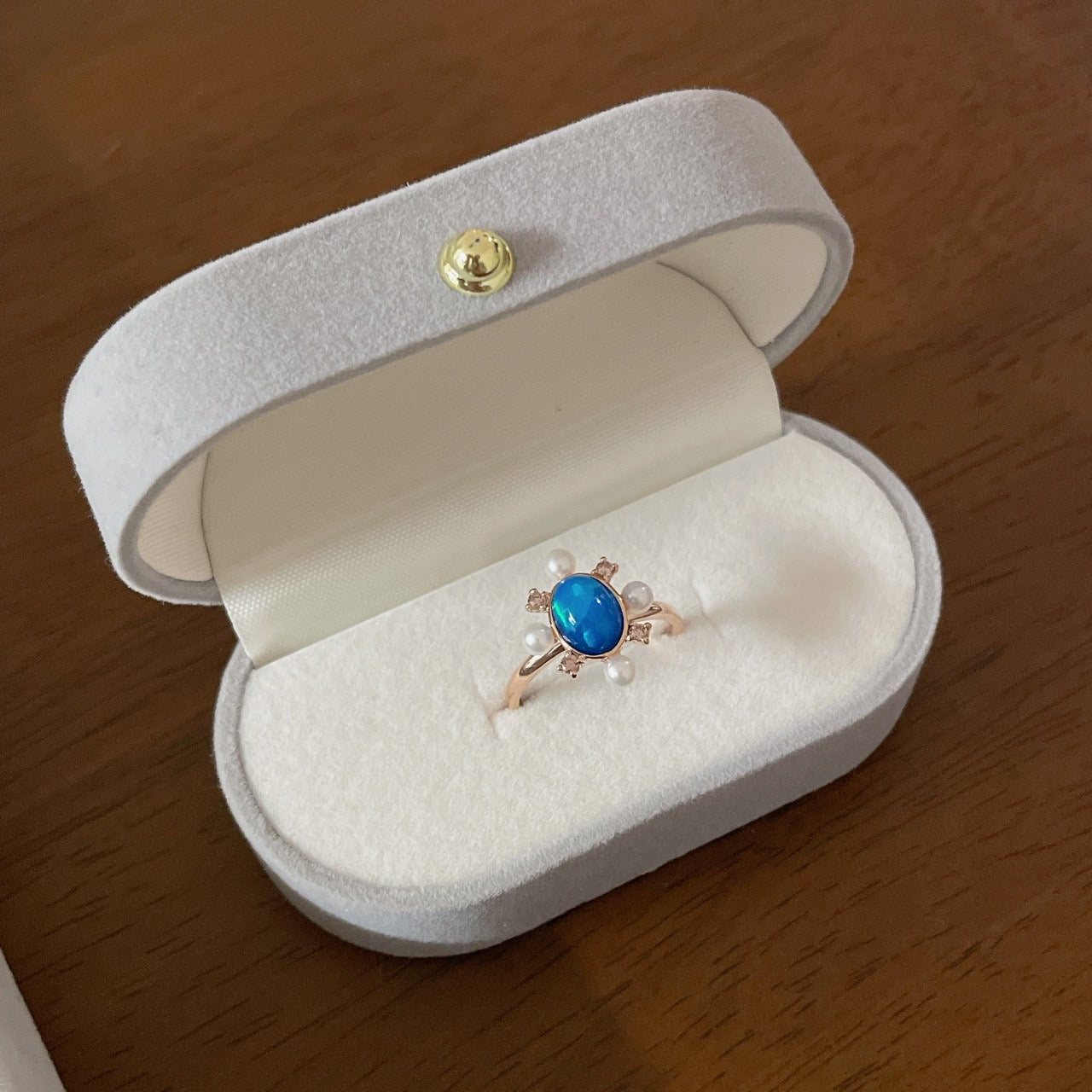 Blue Opal Ring with Peals