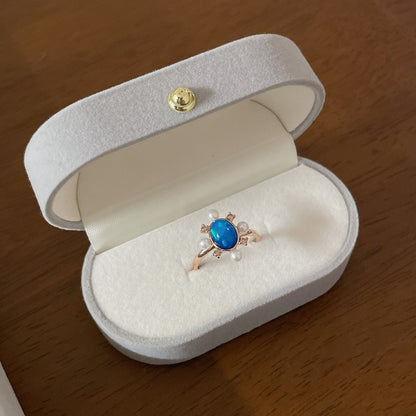 Blue Opal Ring with Peals