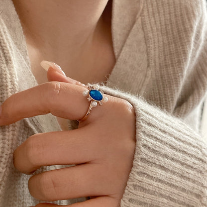 Blue Opal Ring with Peals