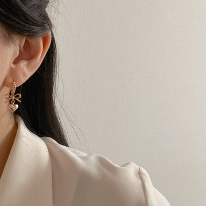 Bow Heart Dangle Earrings
