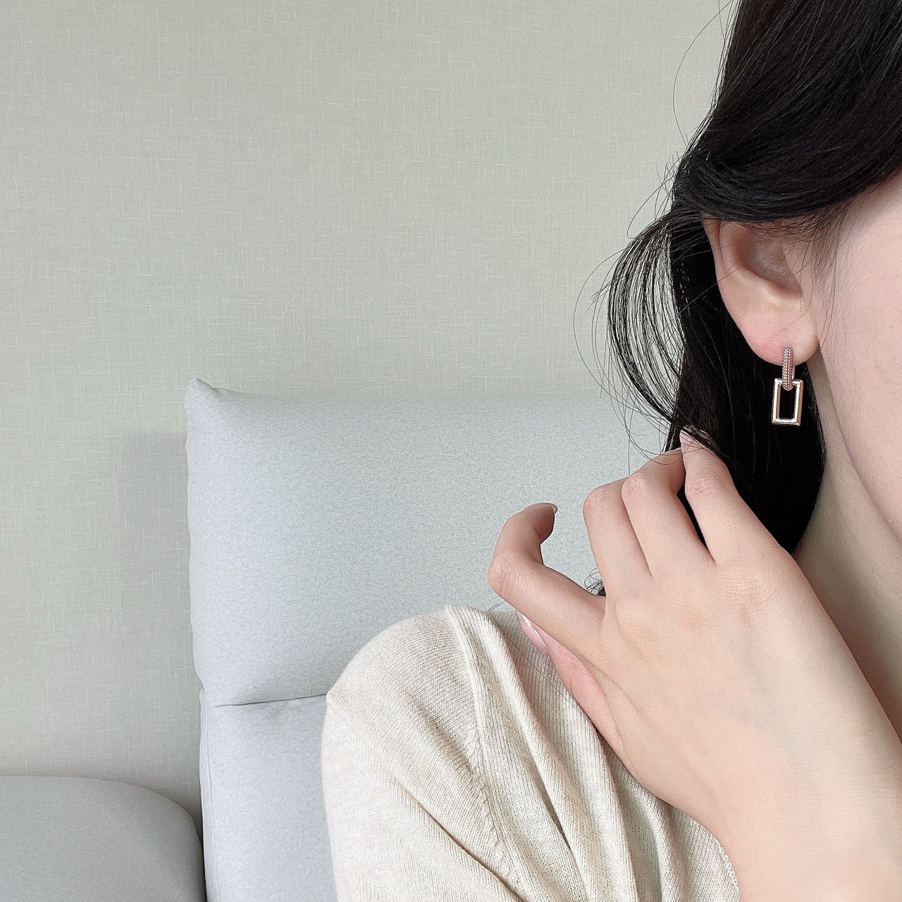 Square Link Drop Earrings