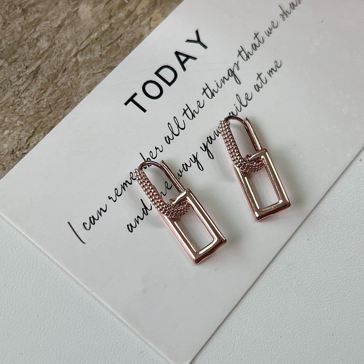 Square Link Drop Earrings
