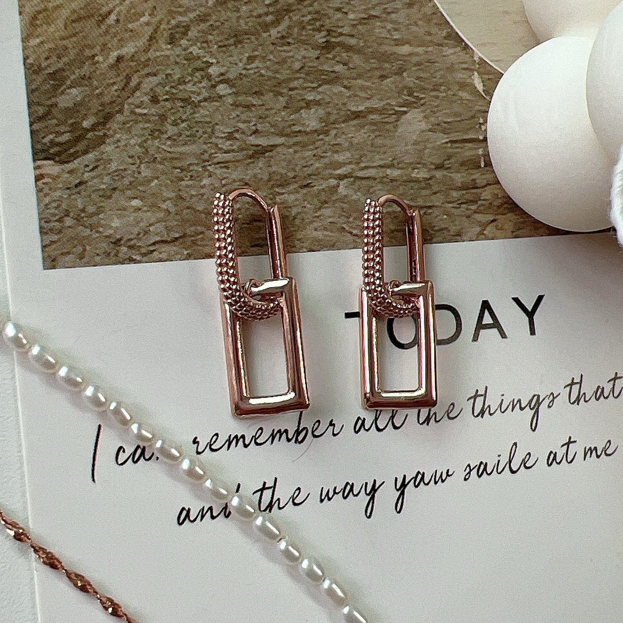 Square Link Drop Earrings