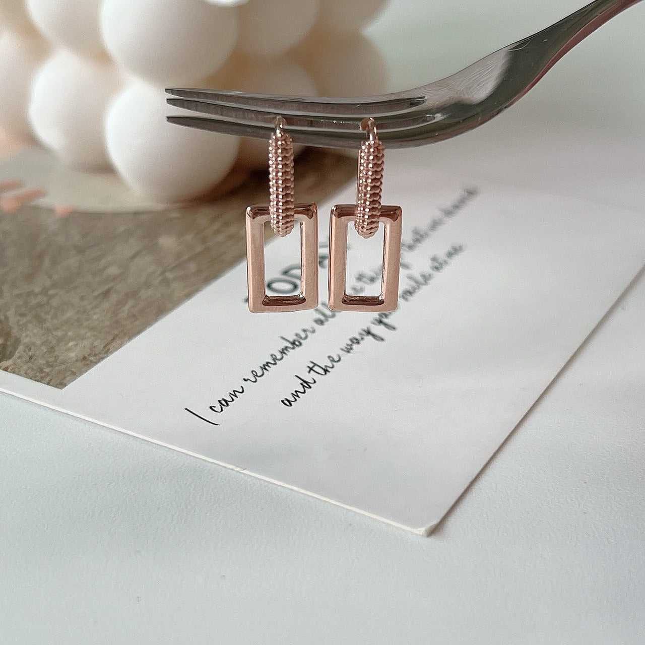 Square Link Drop Earrings