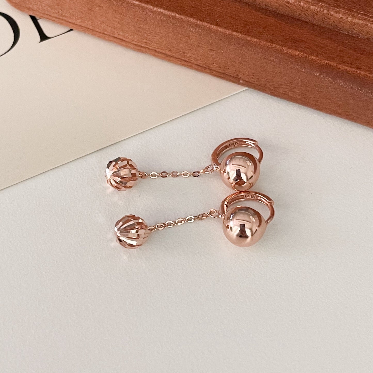 Cutting Ball Drop Earrings