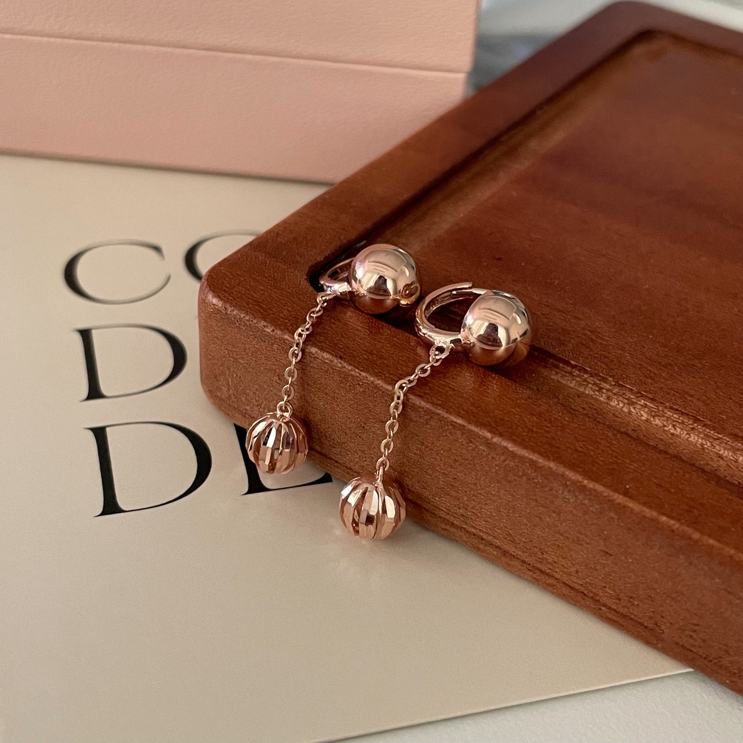Cutting Ball Drop Earrings