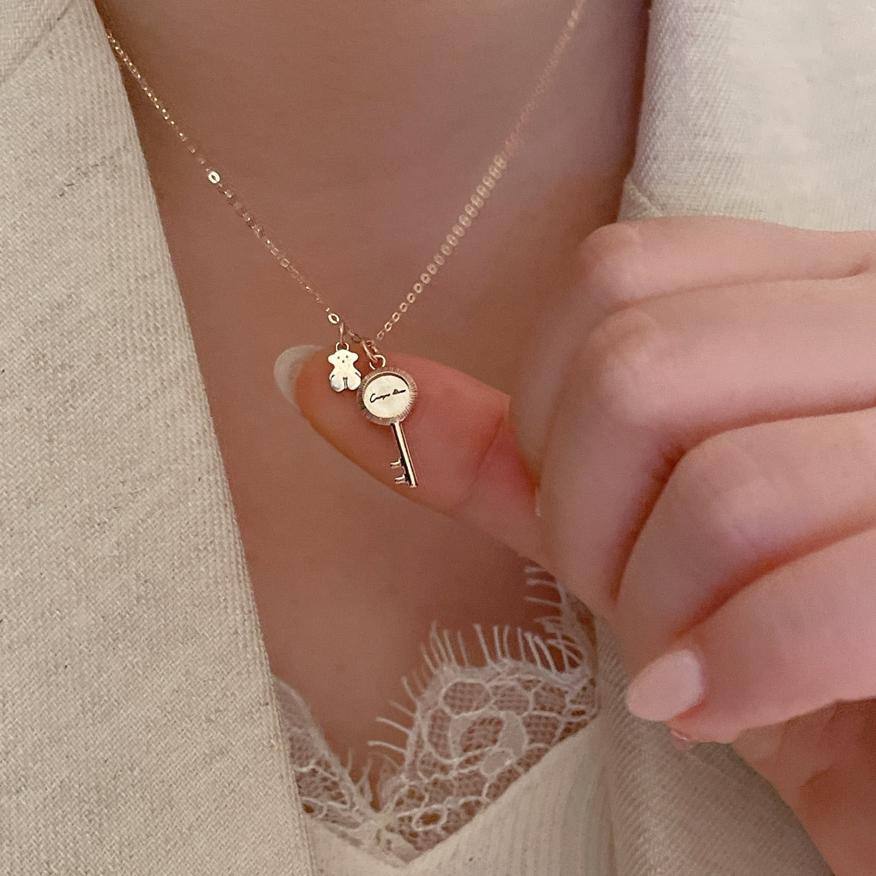 Key & Bear Necklace