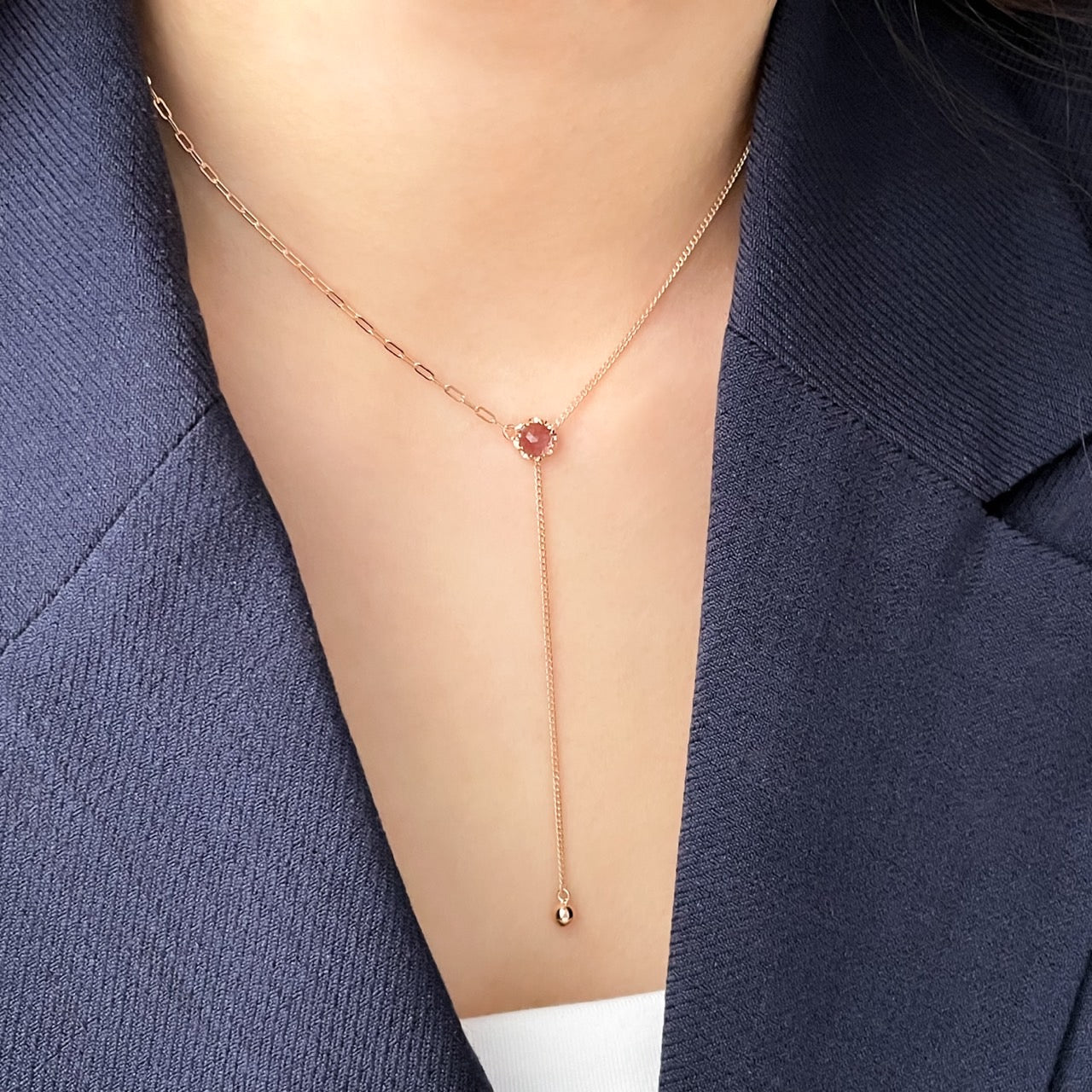 Amethyst Lariat Necklace