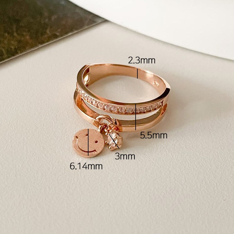 Happy Face Charm Ring