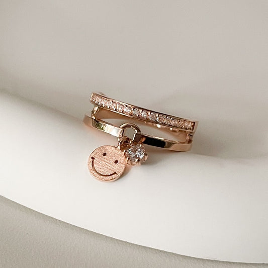 Happy Face Charm Ring