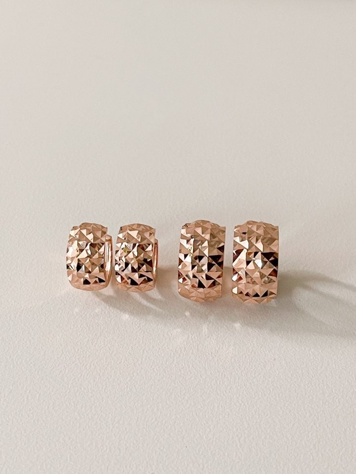 Pyramid Cut Hoop Earrings