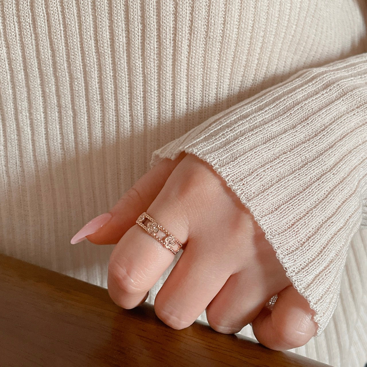 Flower Double Row Ring