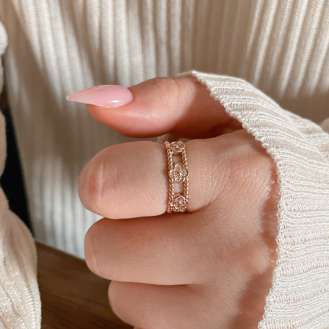 Flower Double Row Ring