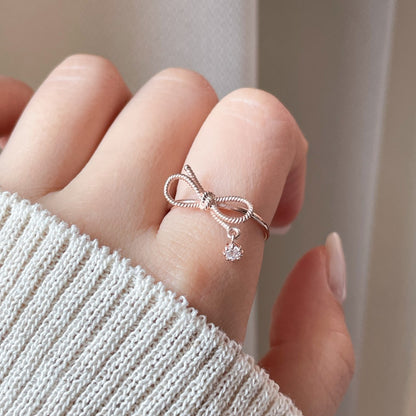 Bow CZ Charm Ring