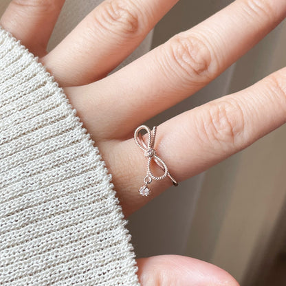 Bow CZ Charm Ring
