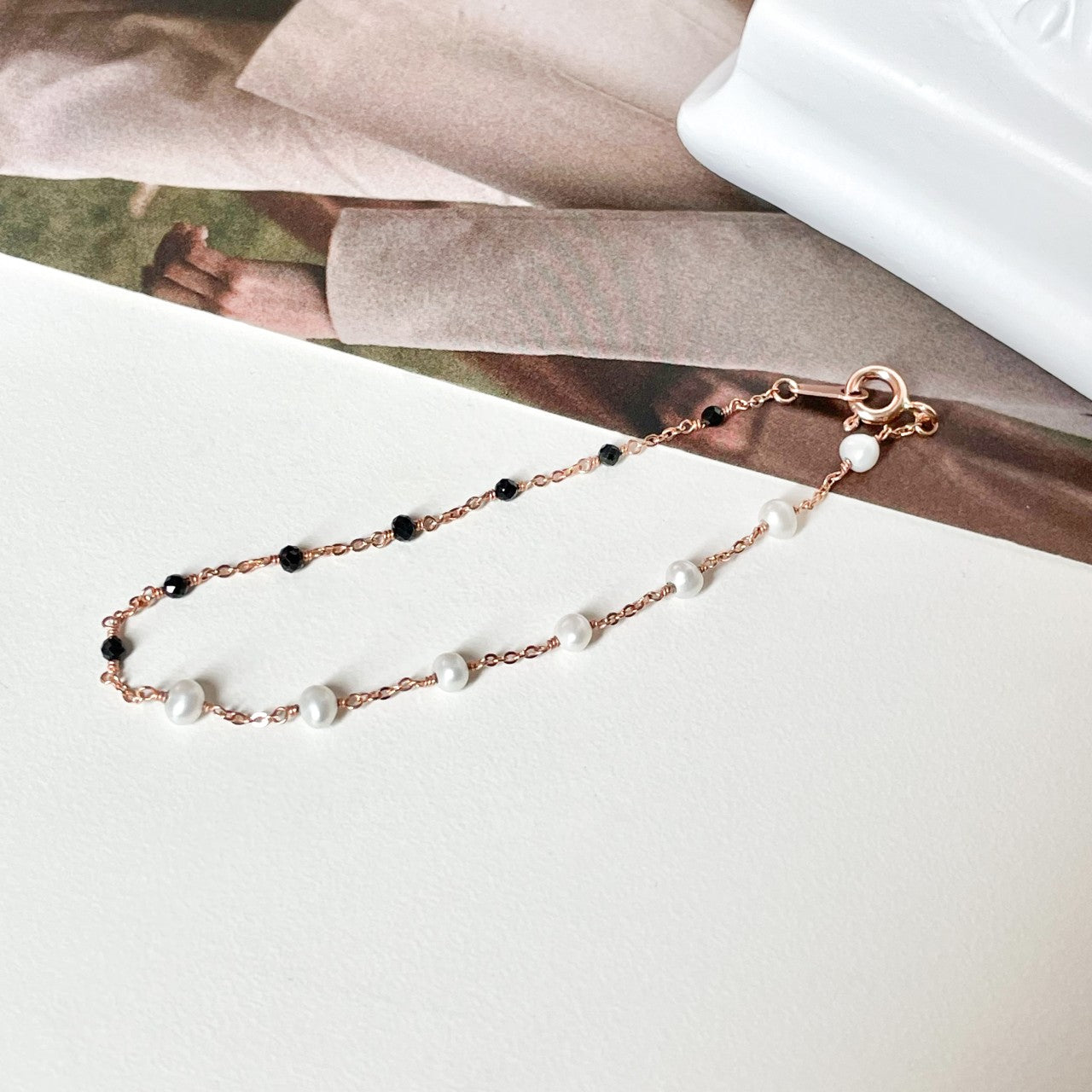 Pearl & Black Spinel Bracelet
