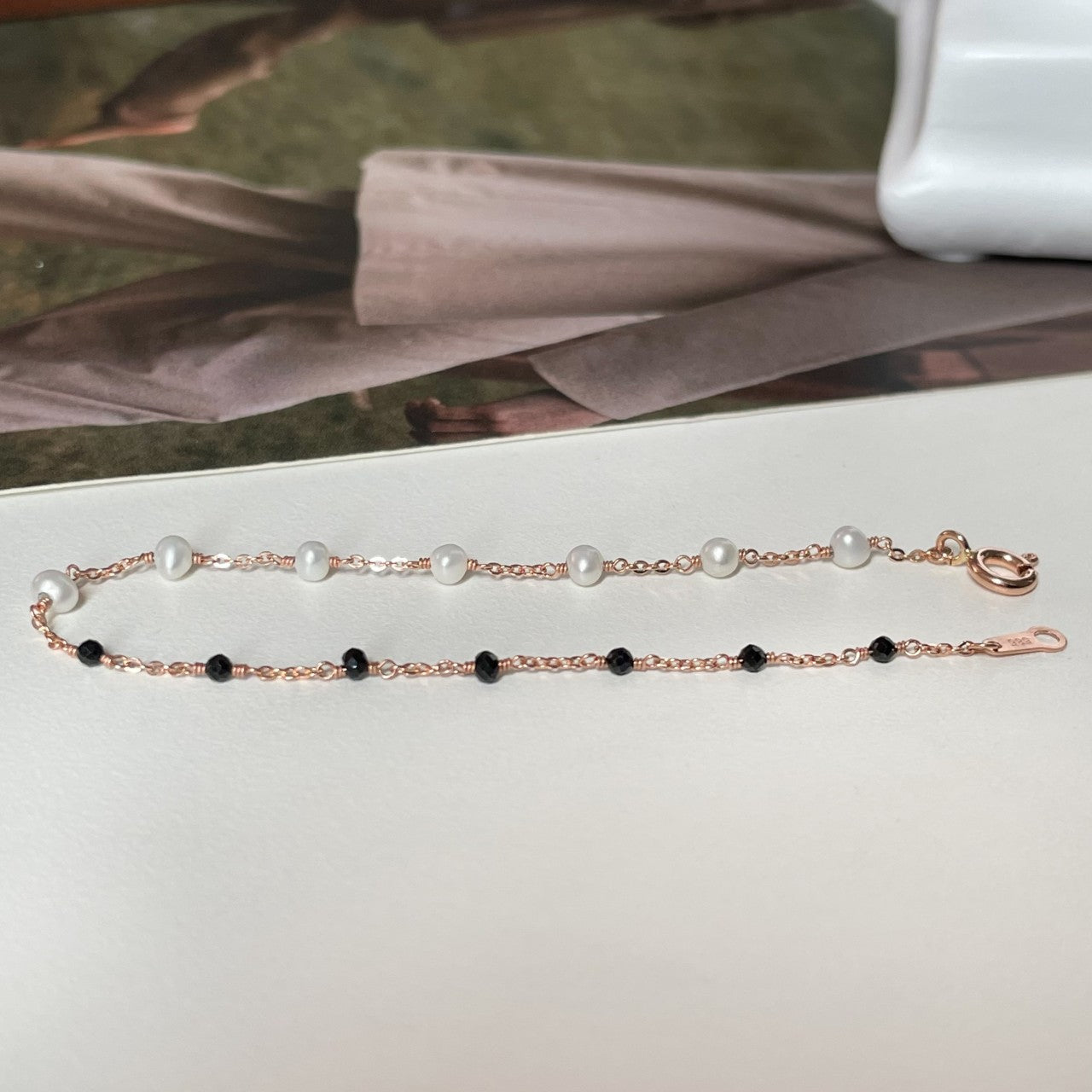 Pearl & Black Spinel Bracelet