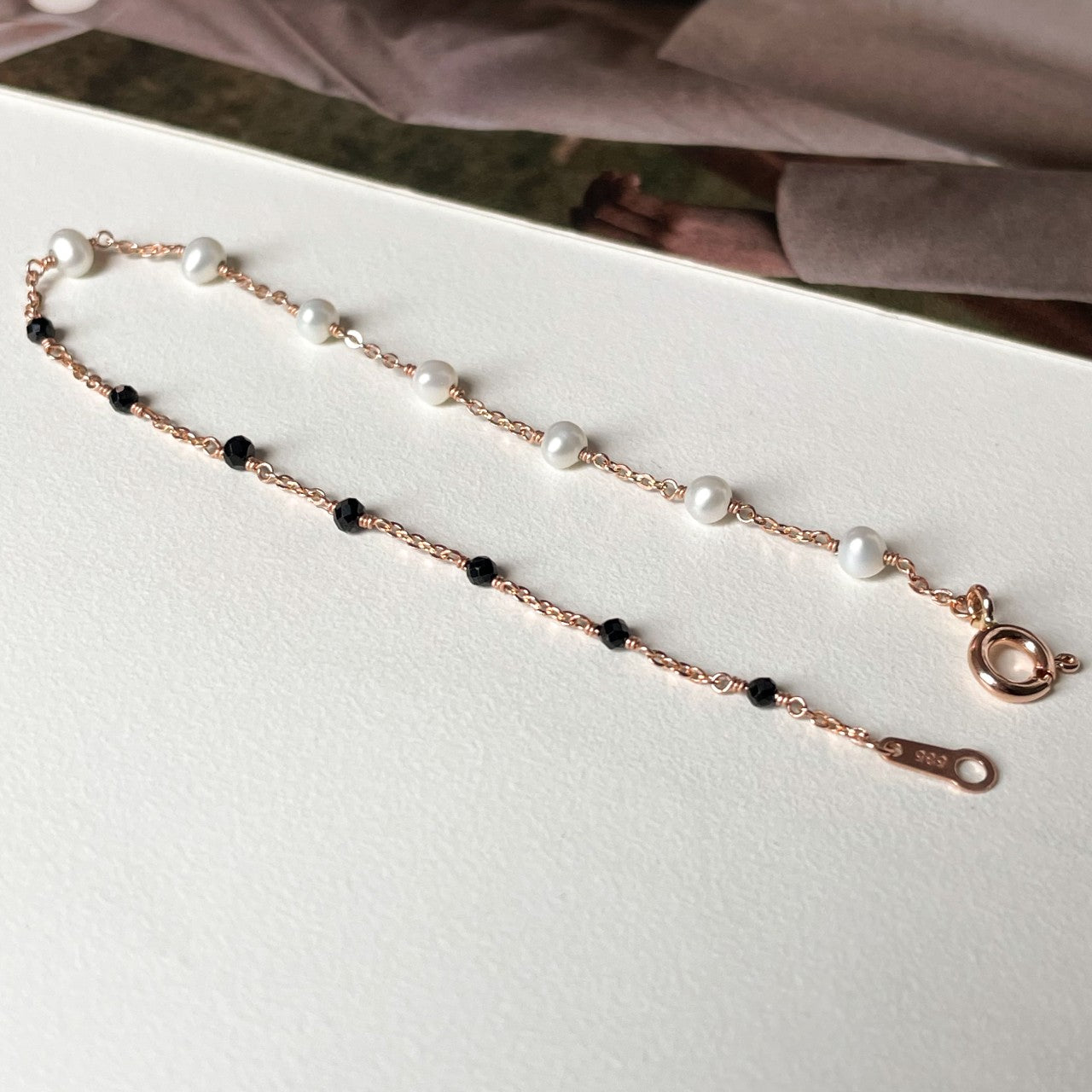 Pearl & Black Spinel Bracelet