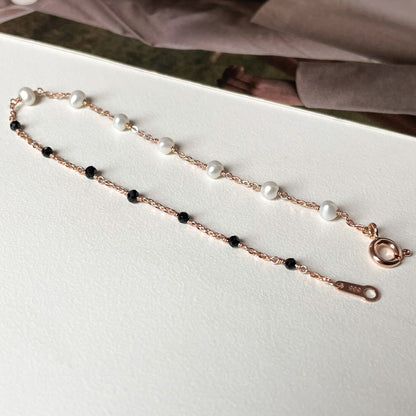 Pearl & Black Spinel Bracelet