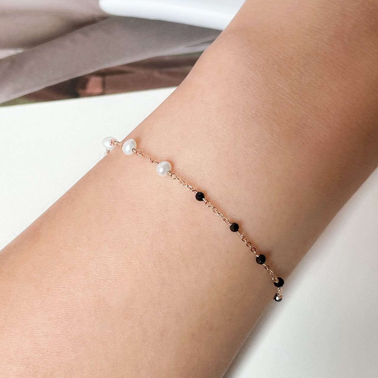 Pearl & Black Spinel Bracelet