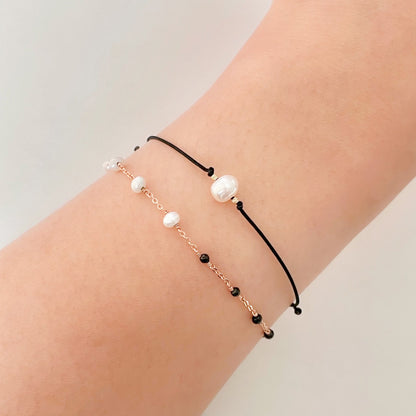 Pearl & Black Spinel Bracelet
