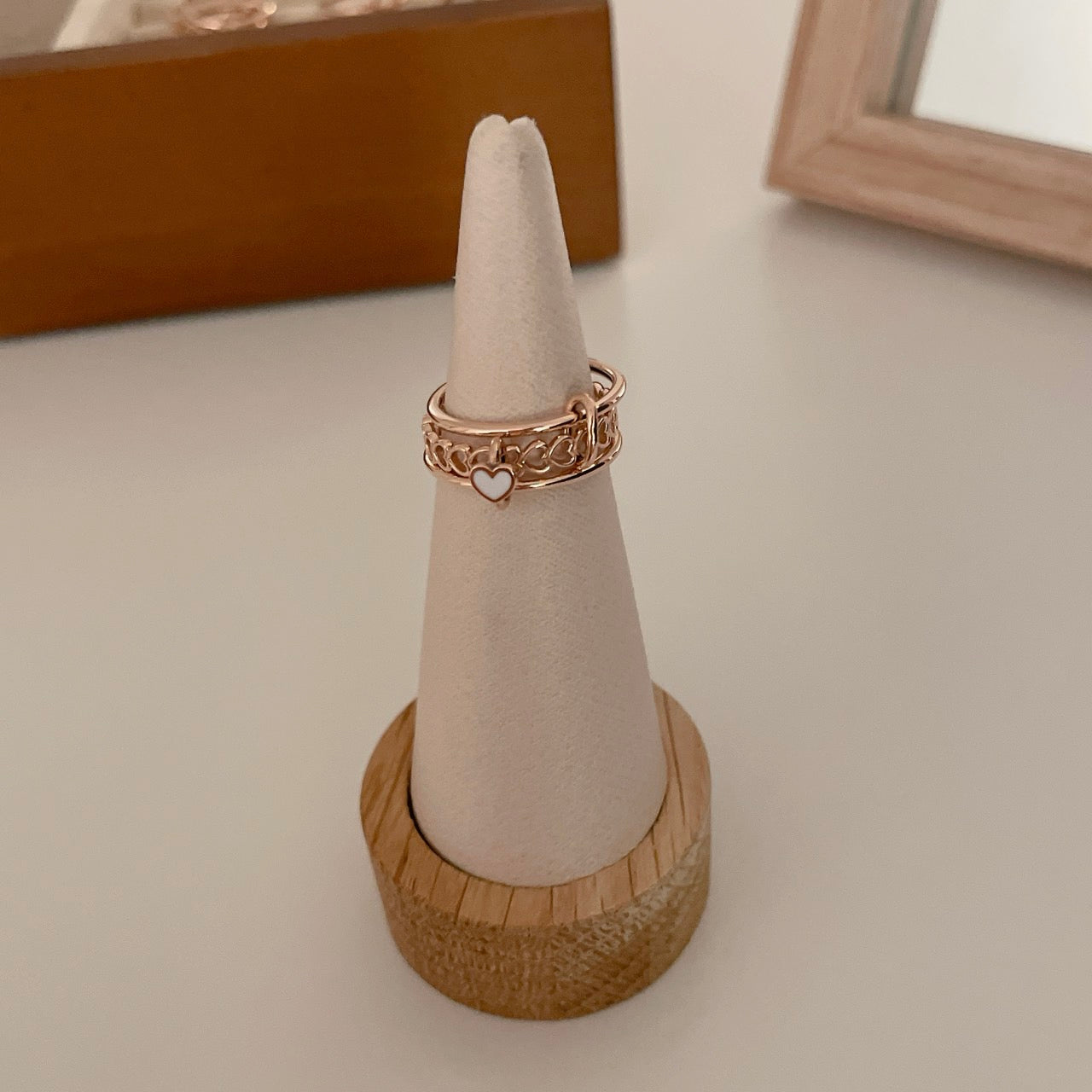 Three Connector Heart Band Ring