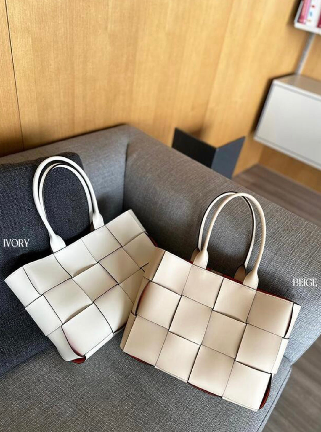 Large Woven Tote Bag with Pouch
