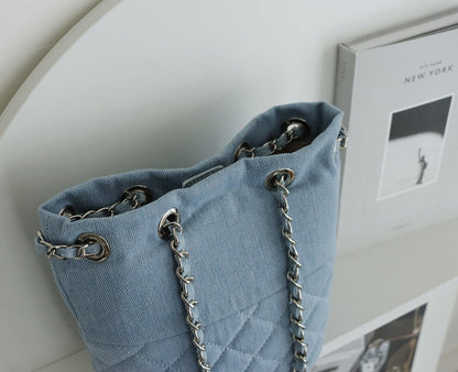 Quilted Denim Chain Bag