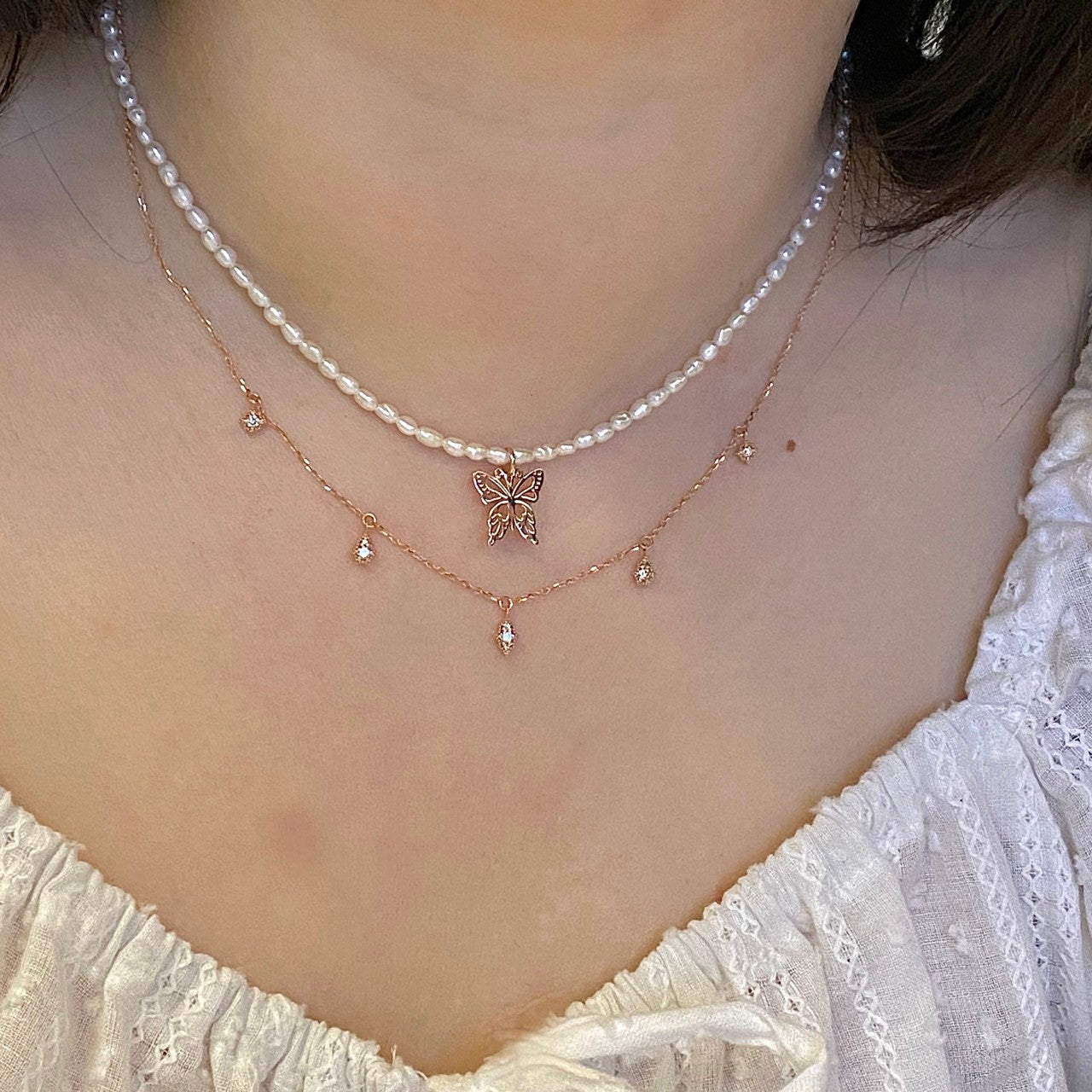 Butterfly Pearl Necklace