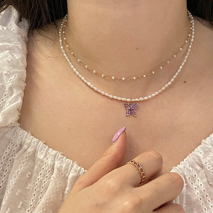 Butterfly Pearl Necklace