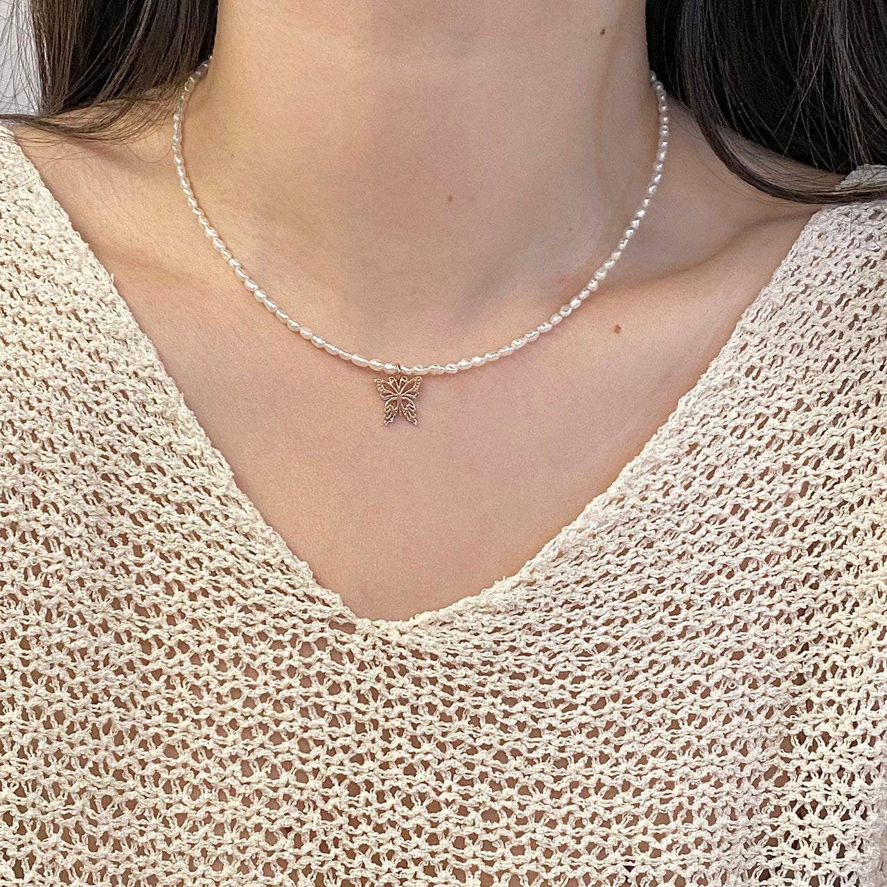 Butterfly Pearl Necklace