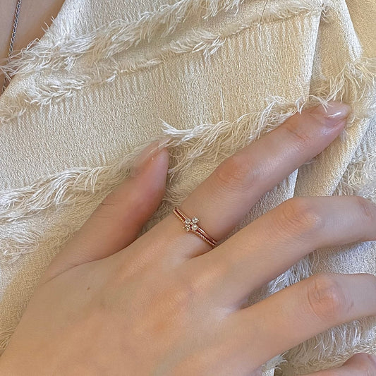 Diamond Flower Ring Set