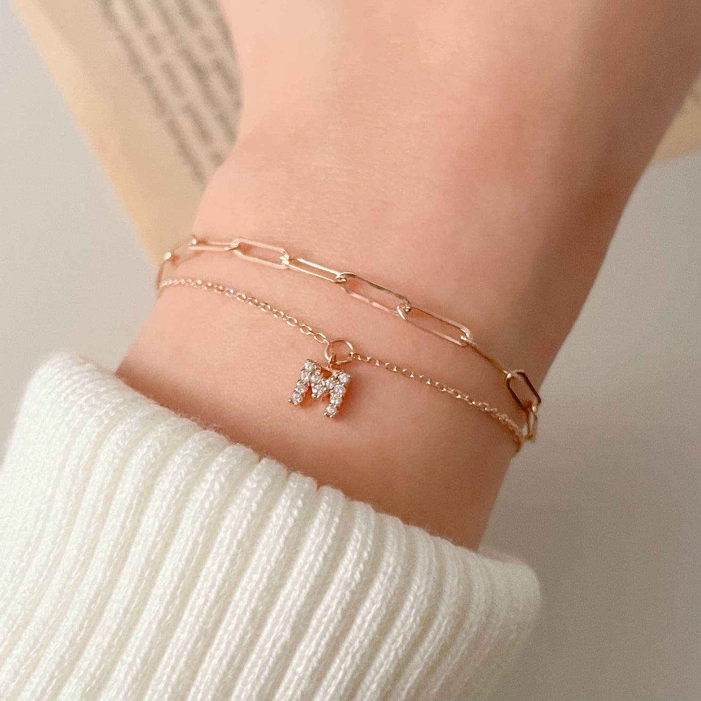 Initial Double Chain Bracelet