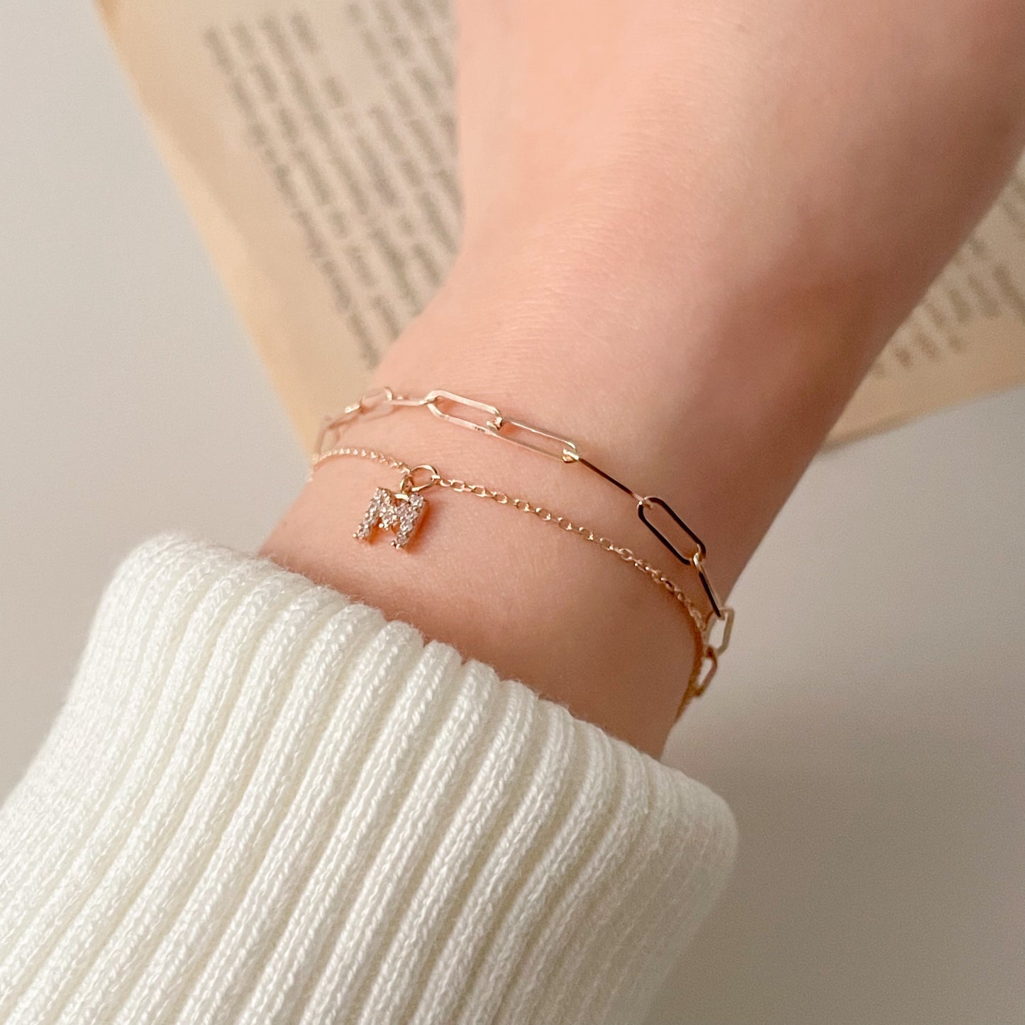 Initial Double Chain Bracelet