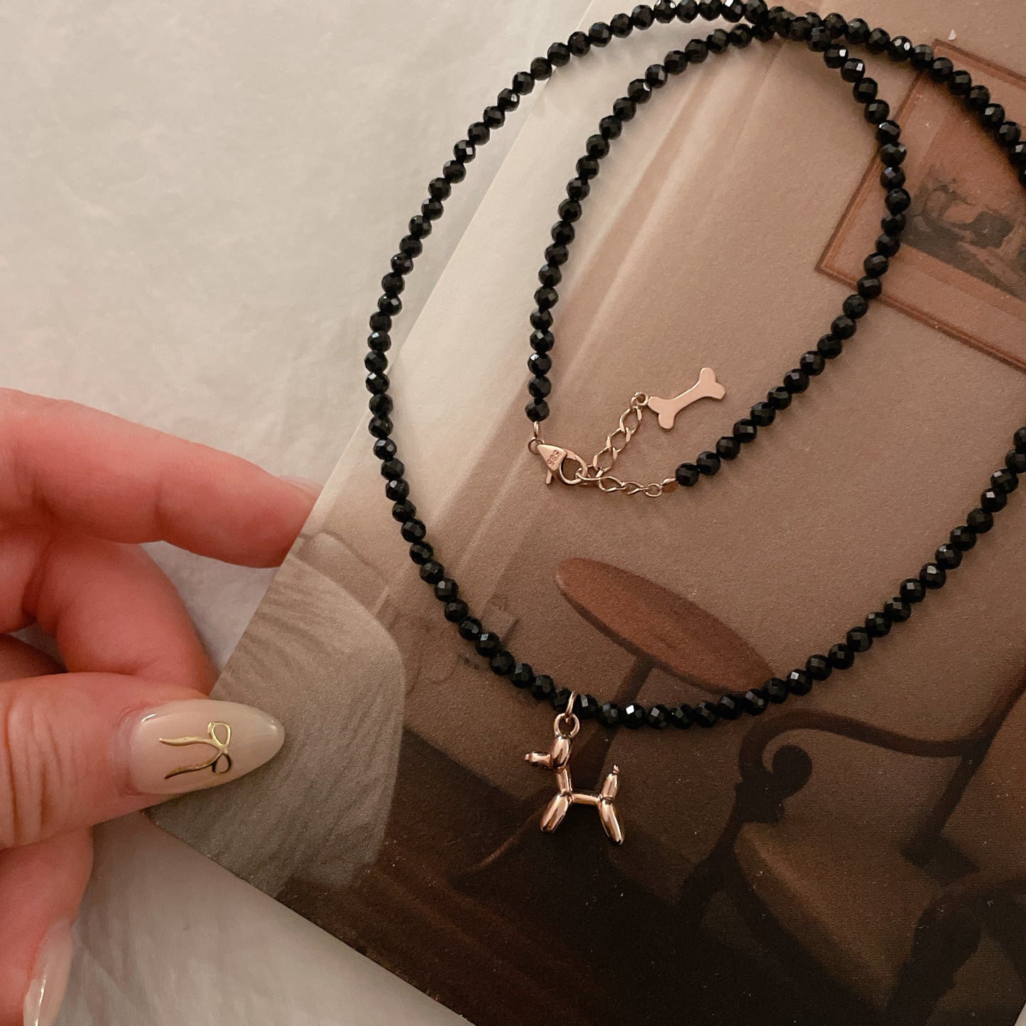 Spinel Balloon Dog Necklace