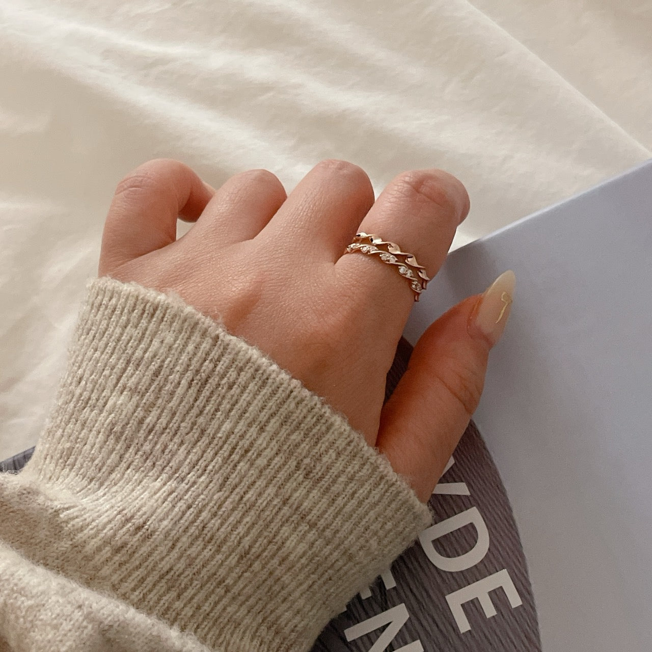 Twisted Double Row Ring
