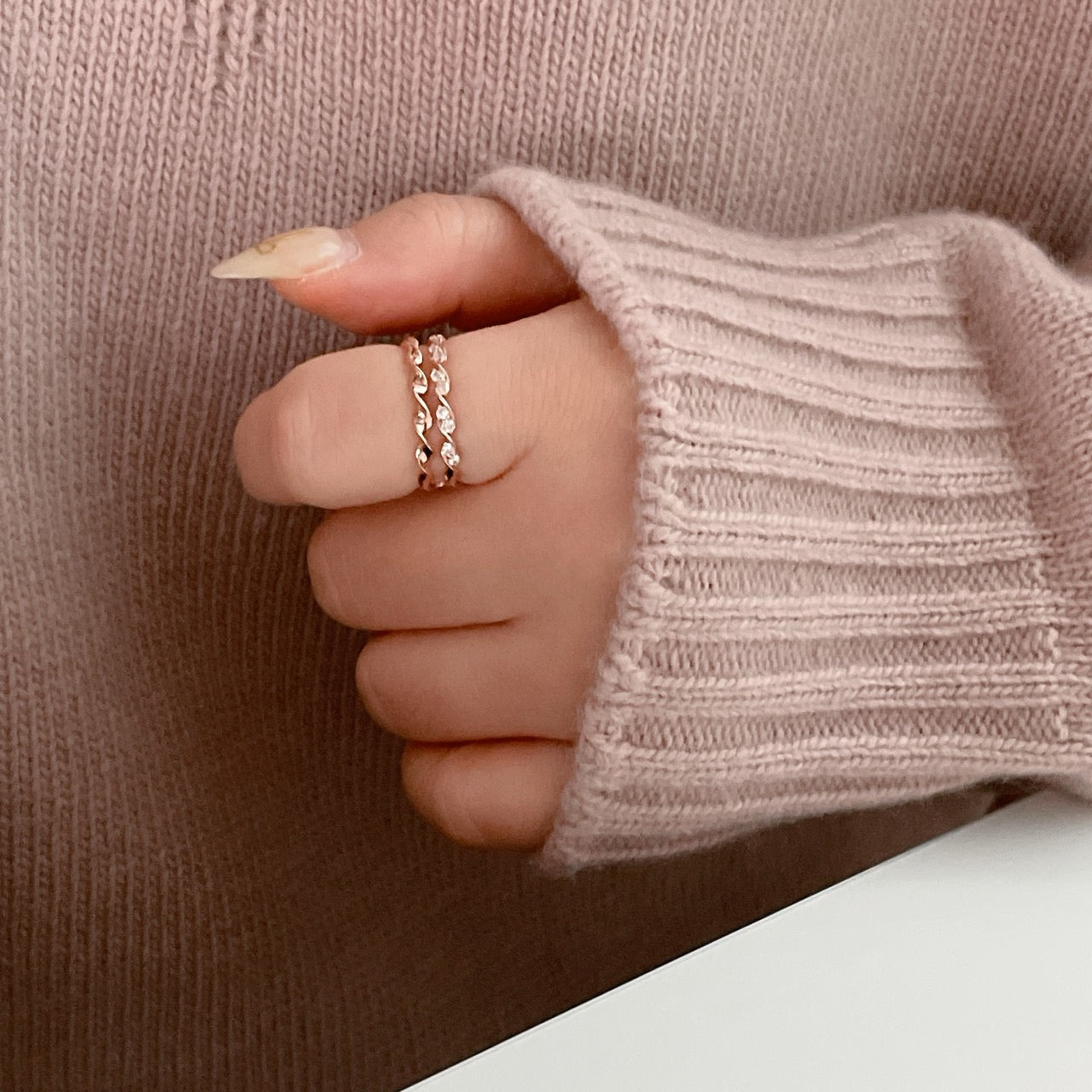 Twisted Double Row Ring
