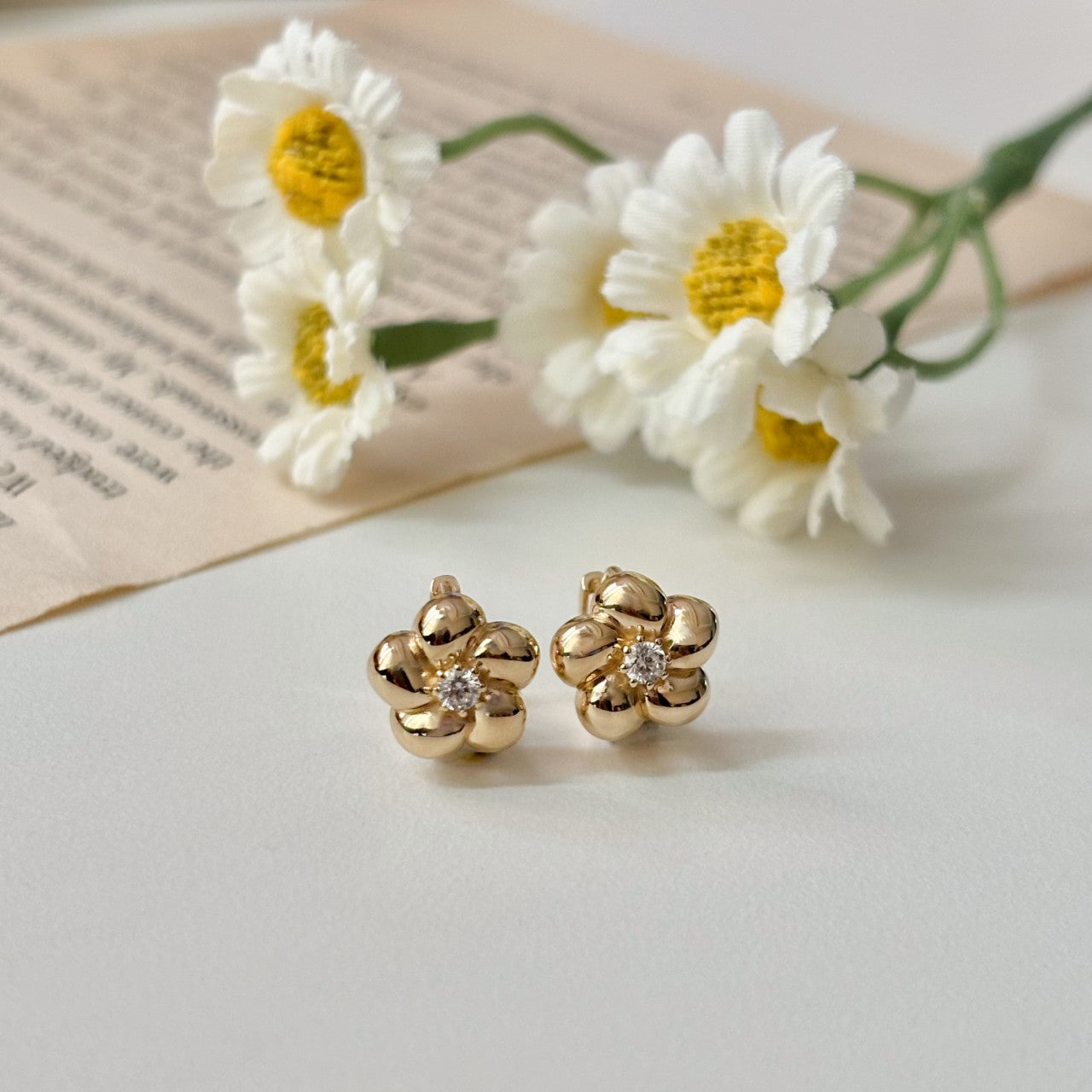 Flower Huggie Earrings