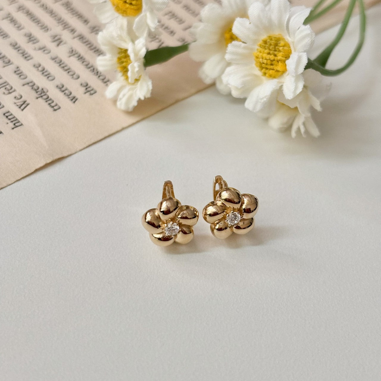 Flower Huggie Earrings