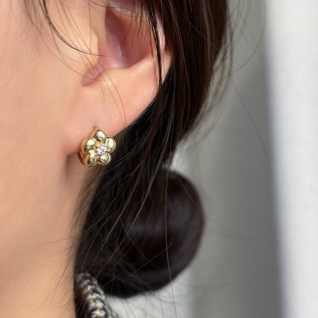 Flower Huggie Earrings