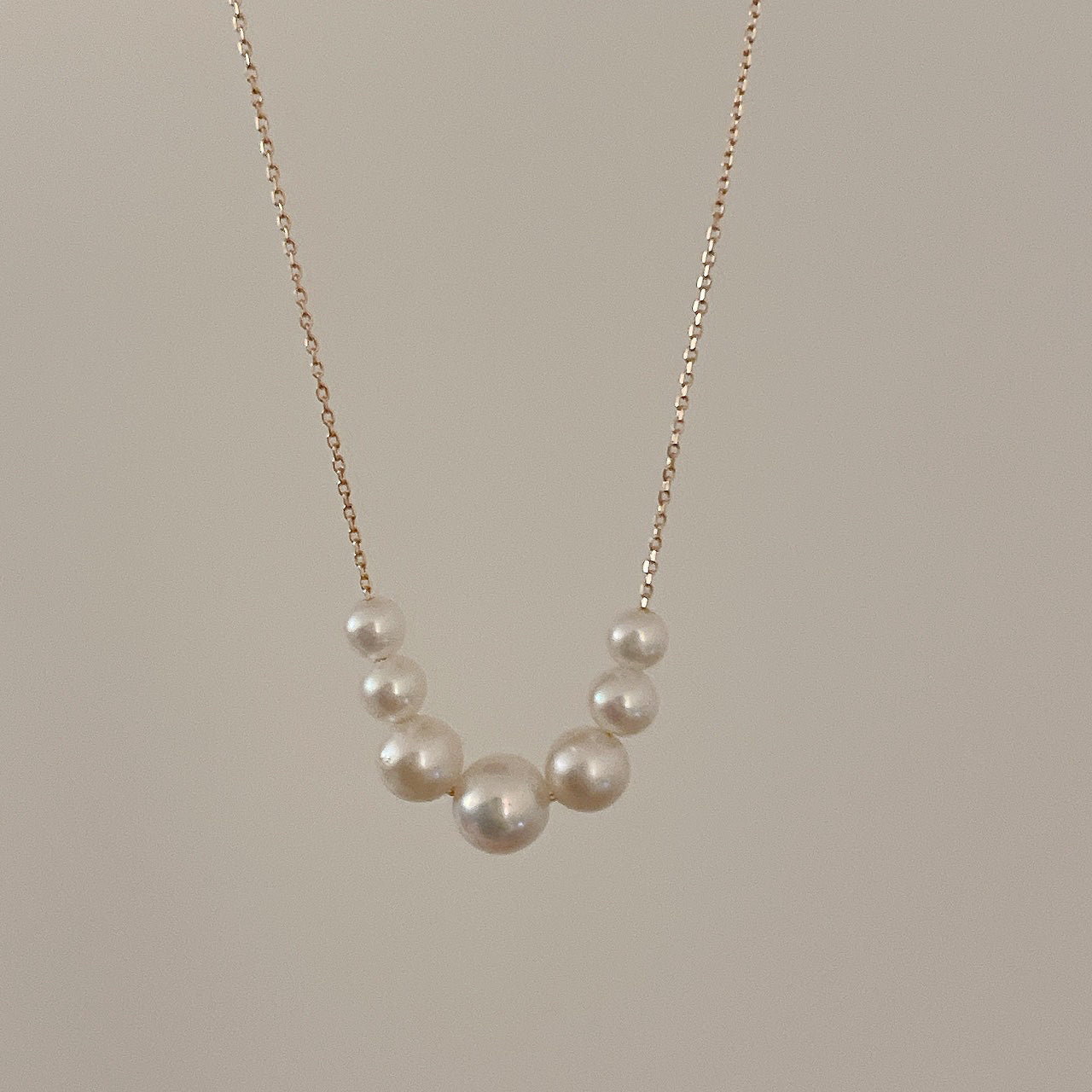 Front view of Floating Pearl Necklace