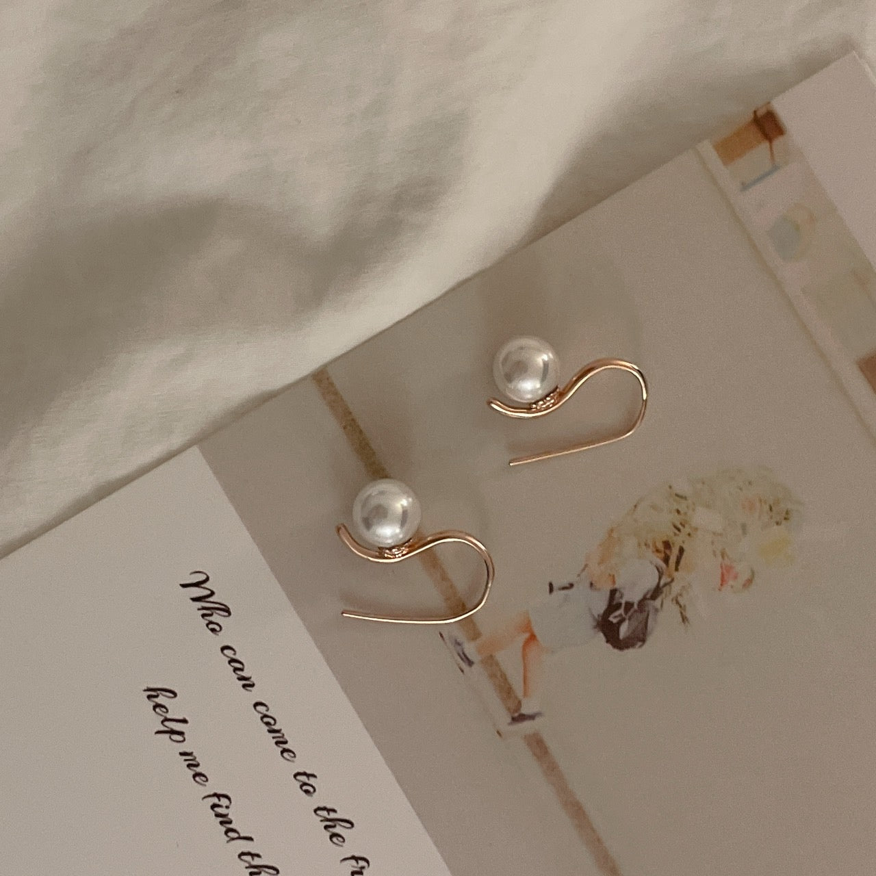 Pearl Fish Hook Earrings