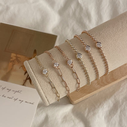 Bezel Beed & Chain Bracelet