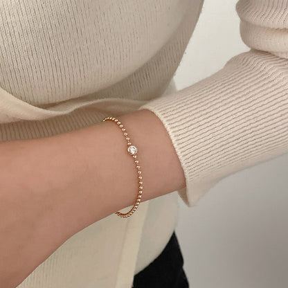 Bezel Beed & Chain Bracelet
