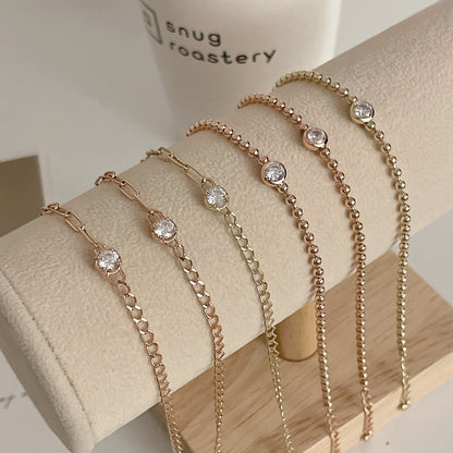 Bezel Beed & Chain Bracelet