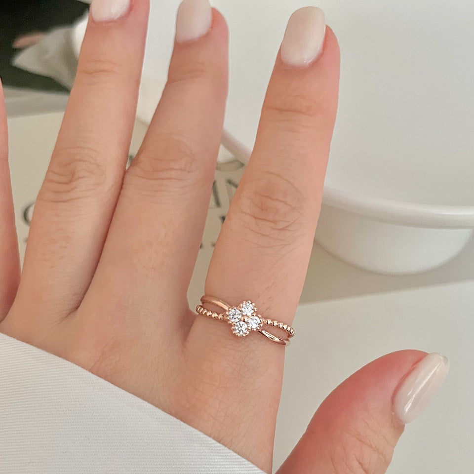 Clover Double Row Ring