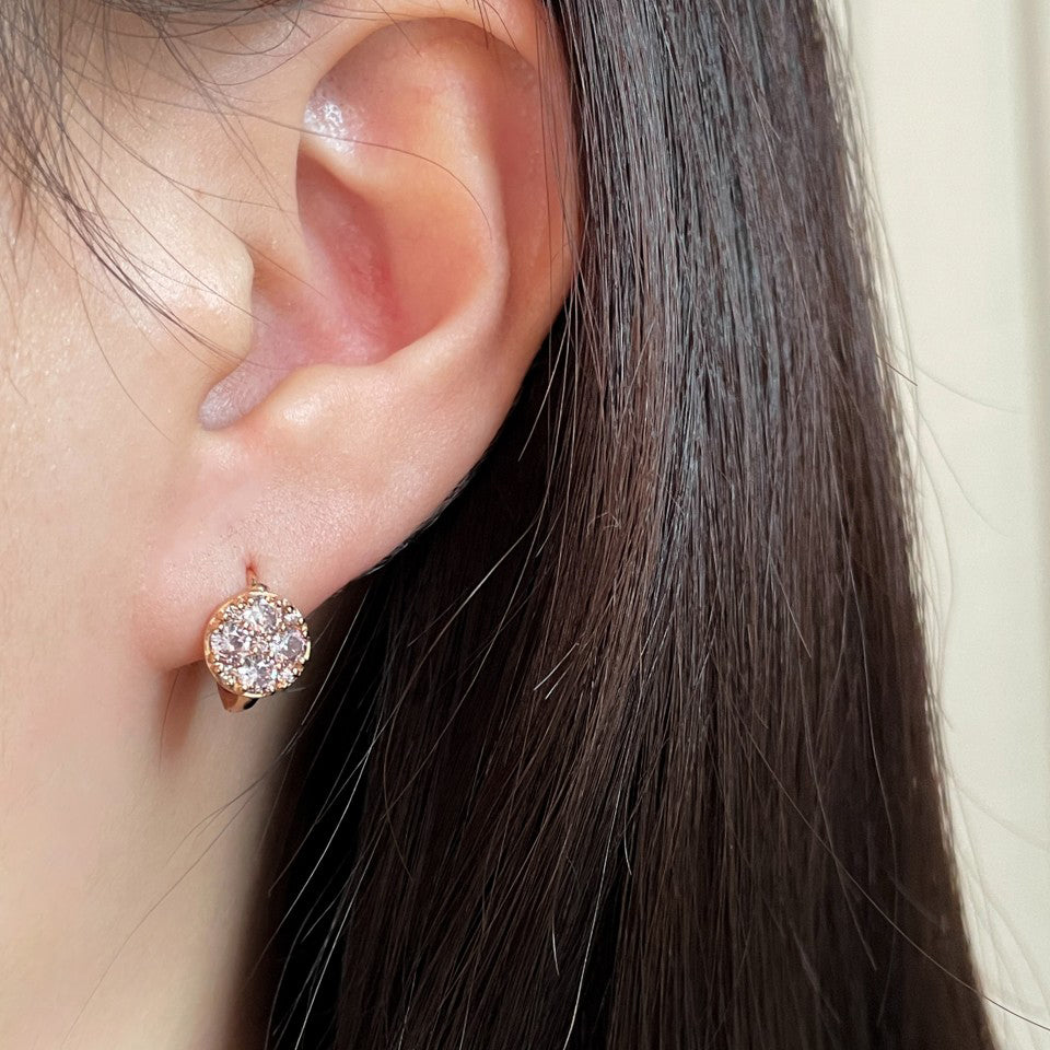Round Disk Huggie Earrings