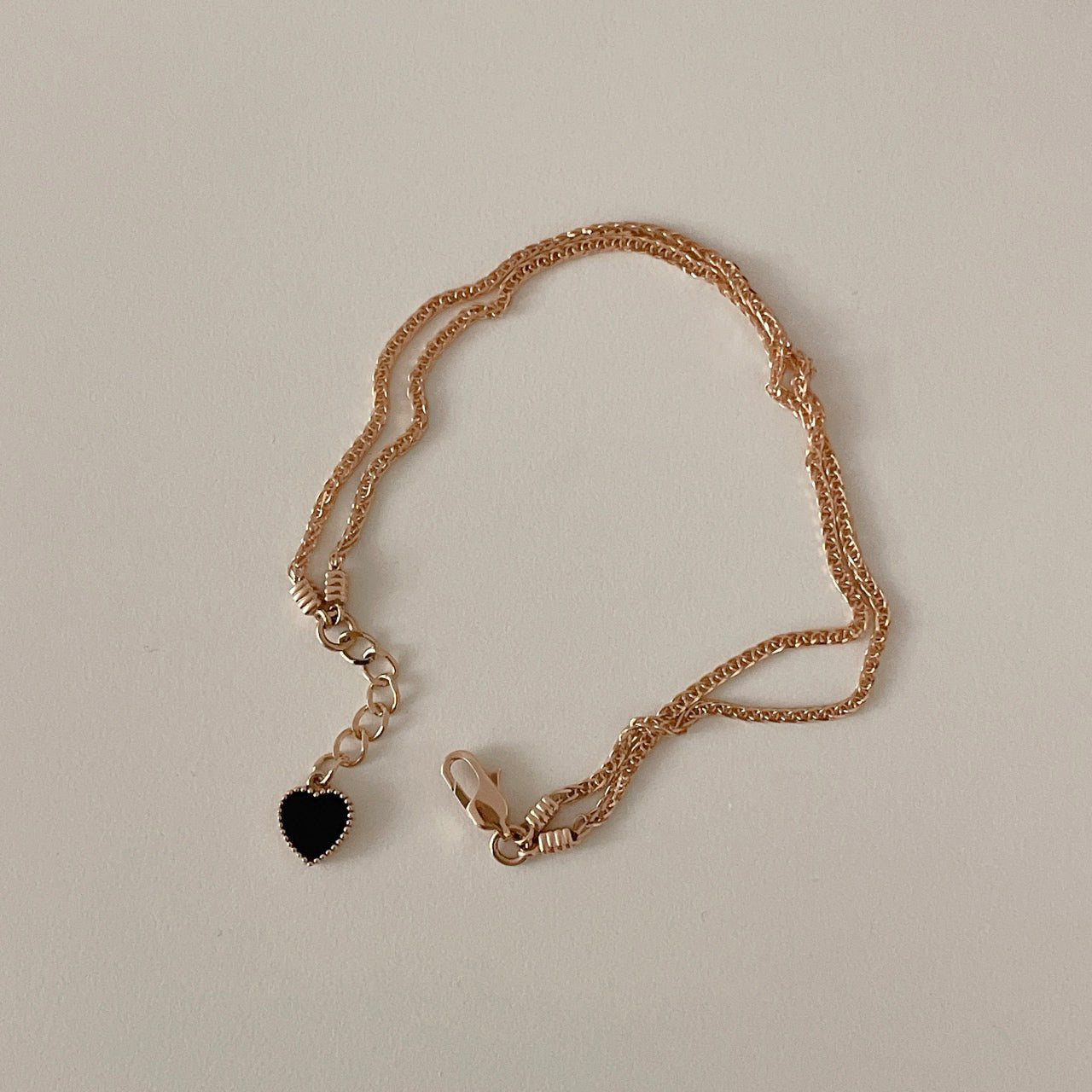 Onyx Heart Charm Bracelet